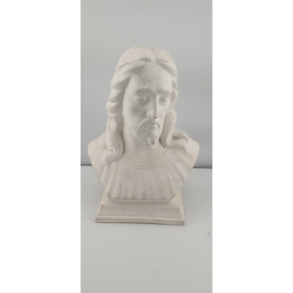 Vintage Holland Mold Jesus Bust Statue Figurines matte White 7.5". *See Notes*